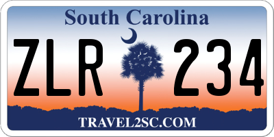 SC license plate ZLR234