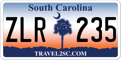 SC license plate ZLR235