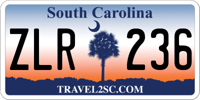 SC license plate ZLR236