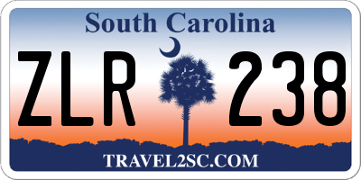 SC license plate ZLR238