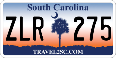 SC license plate ZLR275