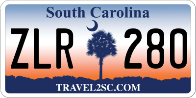 SC license plate ZLR280