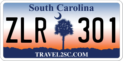 SC license plate ZLR301