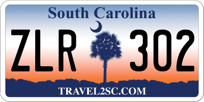 SC license plate ZLR302