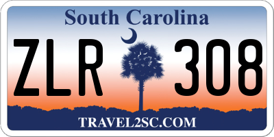 SC license plate ZLR308