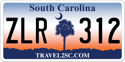 SC license plate ZLR312