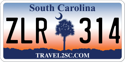 SC license plate ZLR314