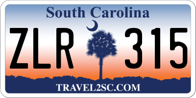 SC license plate ZLR315