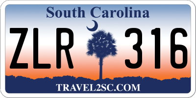 SC license plate ZLR316