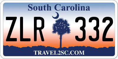 SC license plate ZLR332