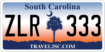 SC license plate ZLR333