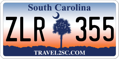 SC license plate ZLR355