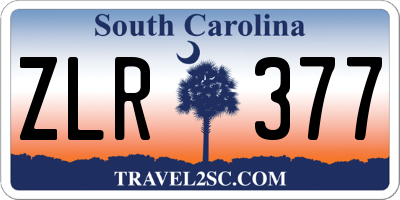 SC license plate ZLR377