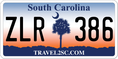 SC license plate ZLR386
