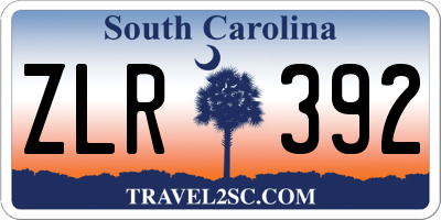 SC license plate ZLR392