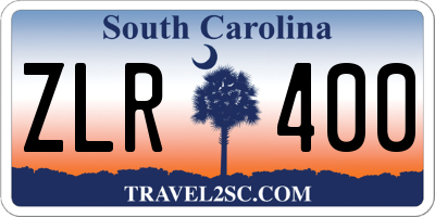 SC license plate ZLR400