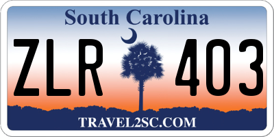 SC license plate ZLR403