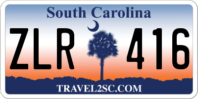 SC license plate ZLR416