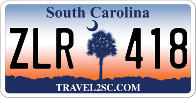 SC license plate ZLR418