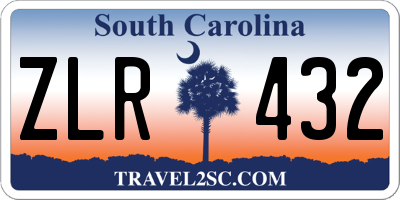 SC license plate ZLR432