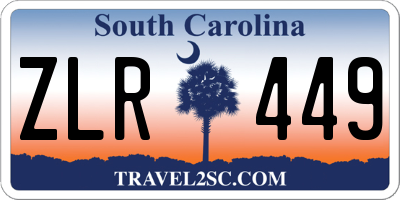 SC license plate ZLR449