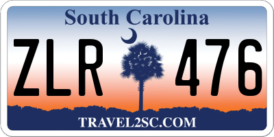 SC license plate ZLR476