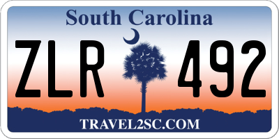 SC license plate ZLR492