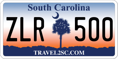 SC license plate ZLR500