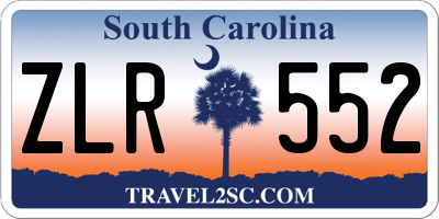 SC license plate ZLR552