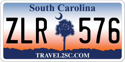 SC license plate ZLR576