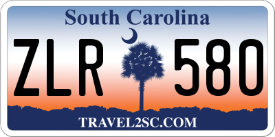 SC license plate ZLR580