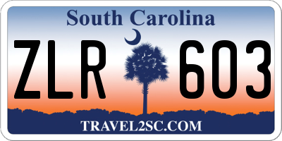 SC license plate ZLR603