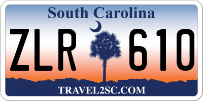 SC license plate ZLR610