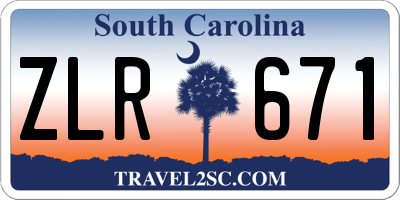 SC license plate ZLR671