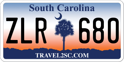 SC license plate ZLR680