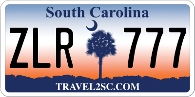 SC license plate ZLR777