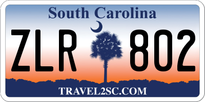 SC license plate ZLR802