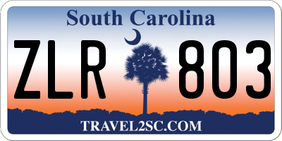 SC license plate ZLR803