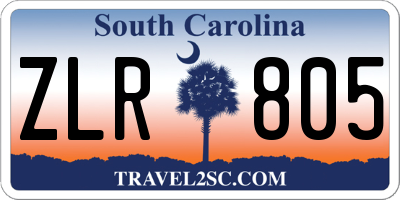 SC license plate ZLR805