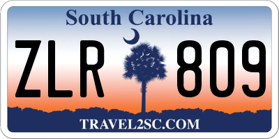 SC license plate ZLR809