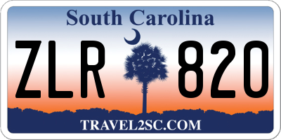 SC license plate ZLR820