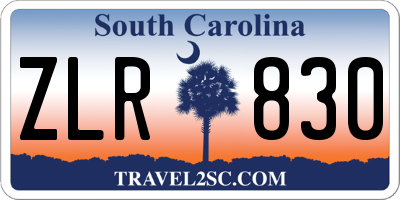 SC license plate ZLR830