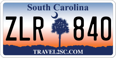 SC license plate ZLR840