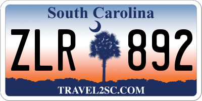 SC license plate ZLR892