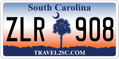 SC license plate ZLR908
