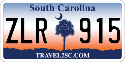 SC license plate ZLR915