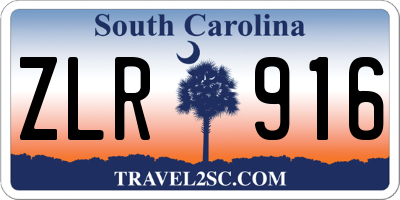 SC license plate ZLR916