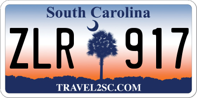 SC license plate ZLR917
