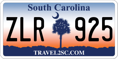 SC license plate ZLR925