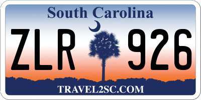 SC license plate ZLR926